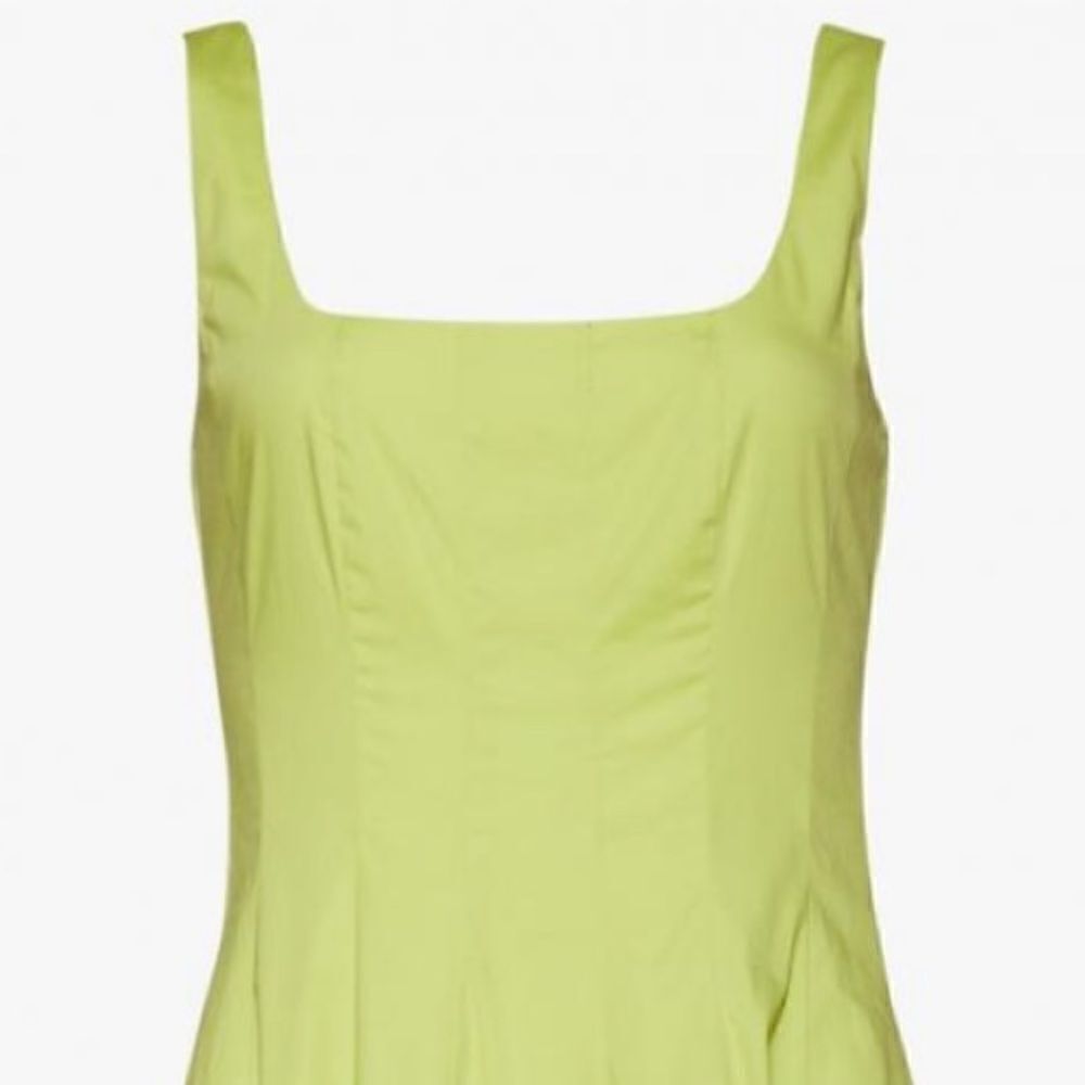 NWT STAUD WELLS midi dress, light green, stretch cotton Size 12 - Picture 8 of 12